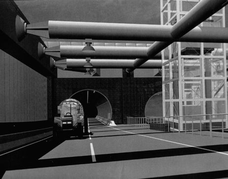 Zo werd met een tekening voor de bouw getoond hoe de Tweede Heinenoordtunnel eruit zou zien.