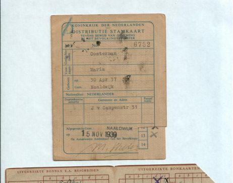 Op de Distributie Stamkaart werd tijdens de Tweede Wereldoorlog bijgehouden welke bonnen je had ontvangen.